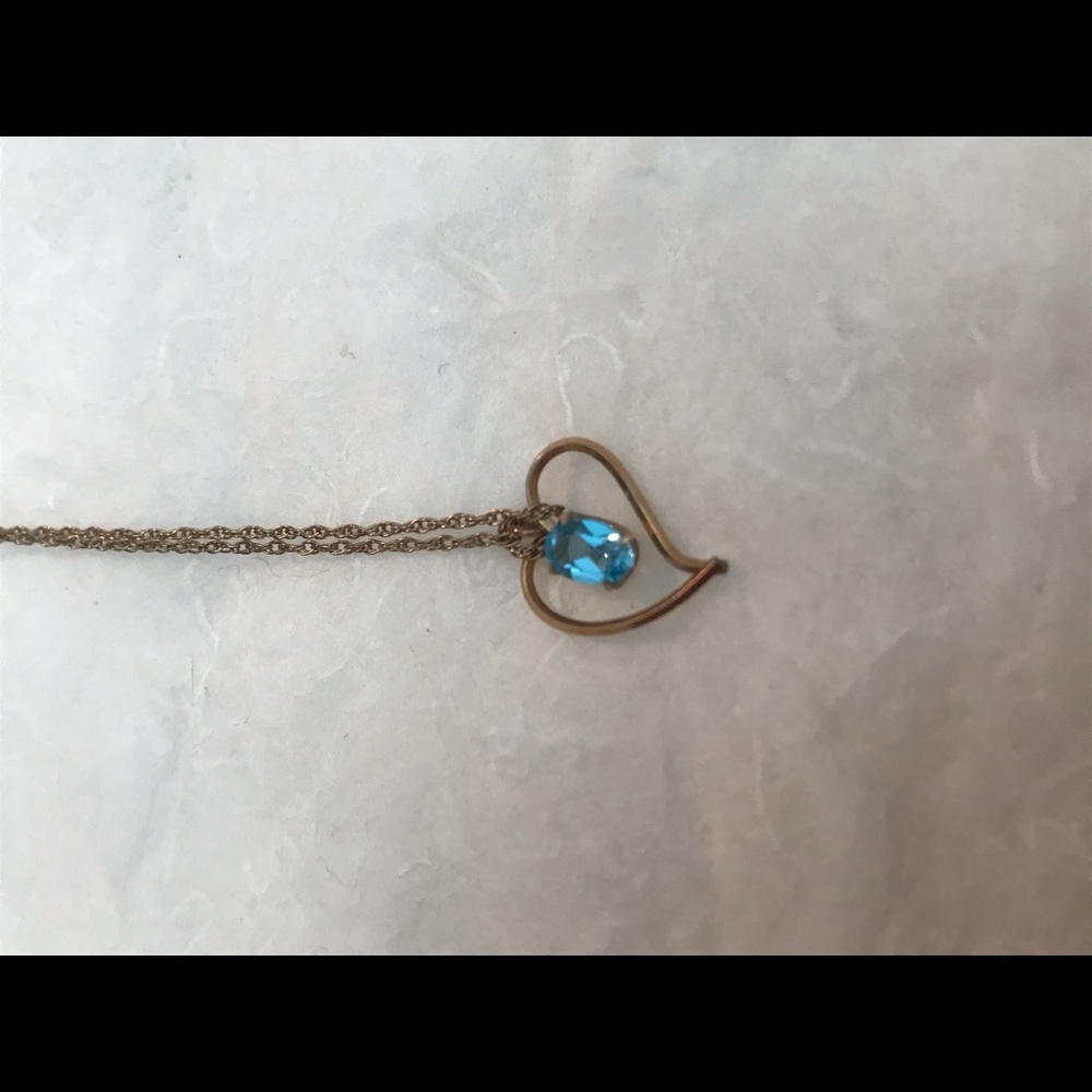 Gold and aquamarine heart necklace